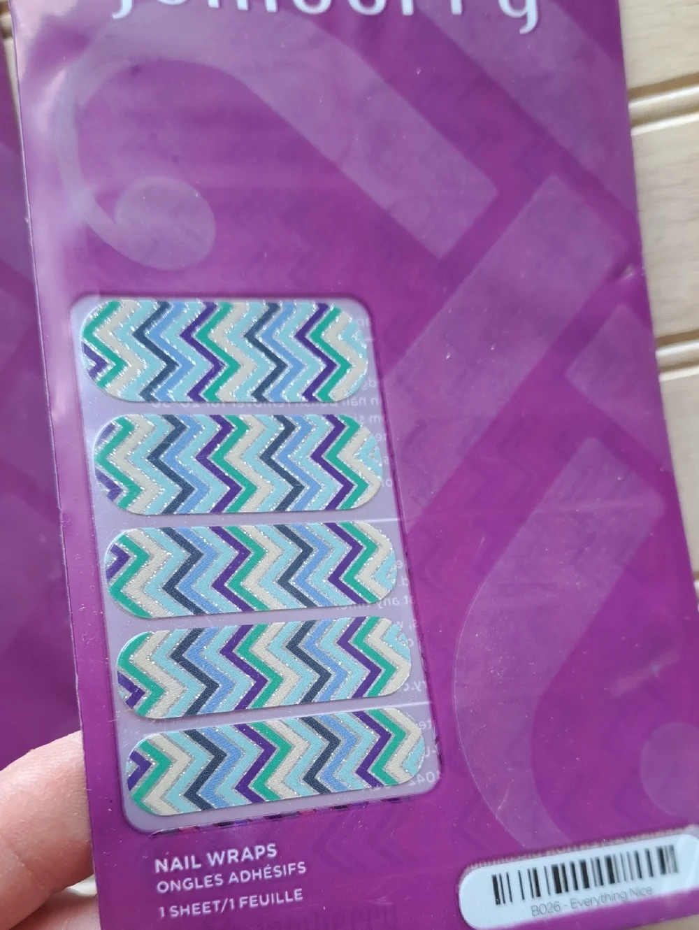 Jamberry Nail Wraps Set of 3 New Sealed Nail Stickers Pink Chevron Glitter